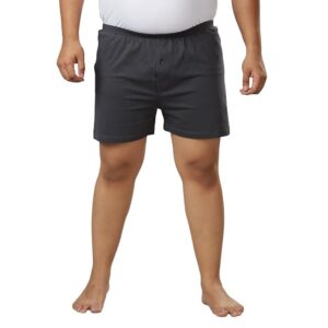 VAISHVIK Mens Plus Size Boxers Shorts - Cotton Knit Hosiery - Dark Grey